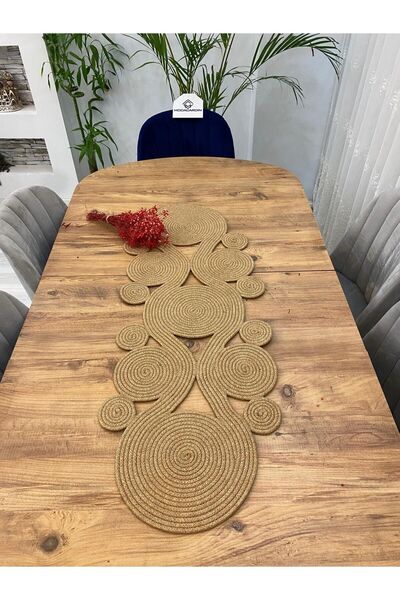 bestbeler Jute, Wicker, Coiled Model, Decorative Table Cloth, Runner 40X110 C...