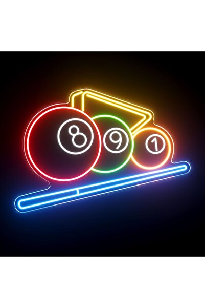 Disa Neon LED Duvar Dekoratif Aydınlatma -Bilardo, 90x50cm-