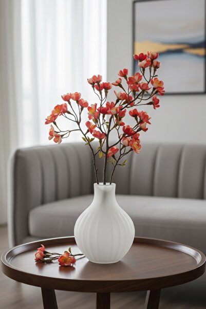 JASPER 1 Adet Yapay Islak Dokulu Nar Çiçeği Kırmızısı Bahar Dalı, 85 Cm Dekor...