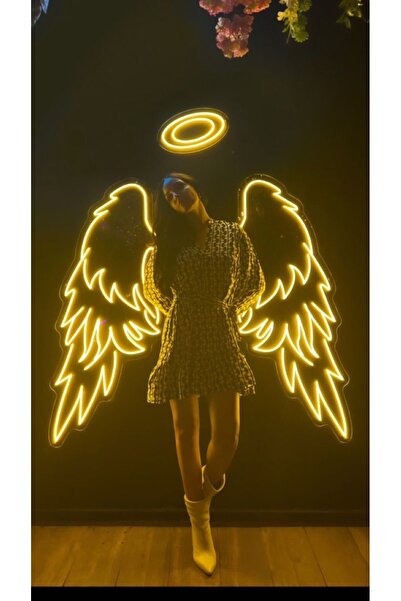 Disa Neon LED Duvar Dekoratif Aydınlatma -Melek Kanat, 3 Parça(Tek Kanat:65x3...