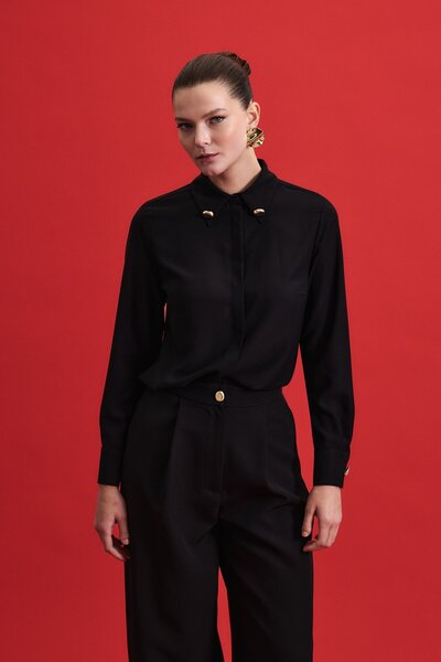 Sateen Cămașă Lucy - Neagră