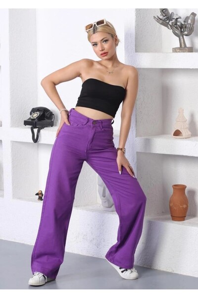KENE JEANS High Waist Linen Loose-Leg Full-Fit Pants