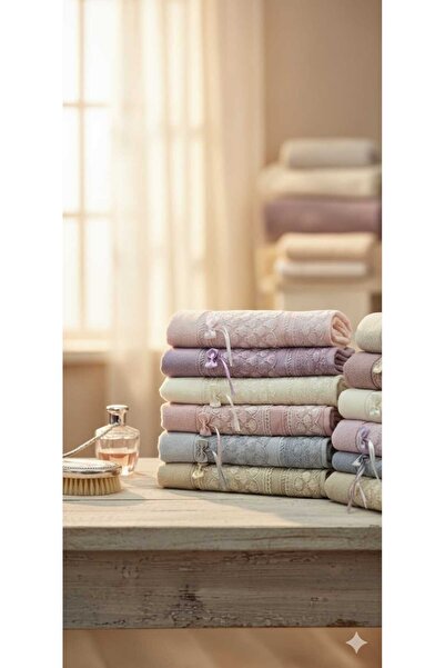 SUNGUR ÇEYİZ 6'lı Güpürlü 50x90 Kutulu Mutfak Havlu Seti