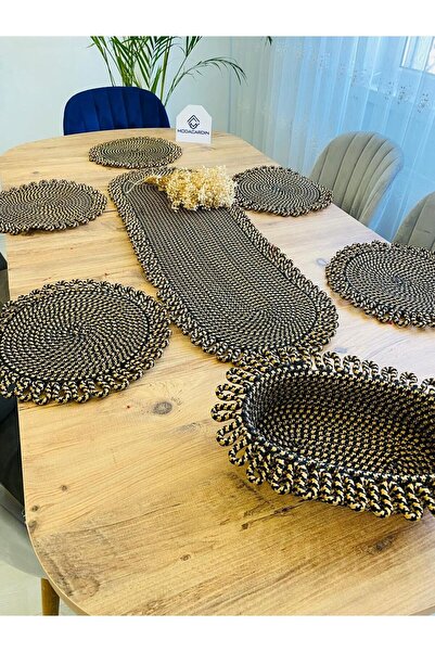 bestbeler Jute, Wicker, Decorative Dining Table Set, American Service Set, 6 ...