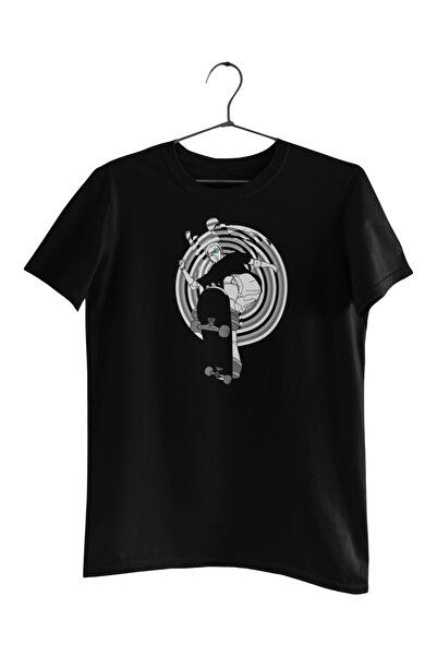 Generic (Unbranded) Tricou Malfini Premium negru cu imprimeu de patinator, mă...