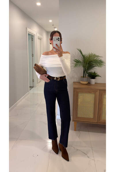 BİRCANÇİL Vernad Dark Blue Belted Straight Jean