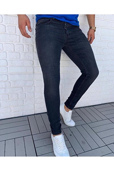 MODAMESTO Men's Anthracite Slim Fit Lycra Jean Trousers