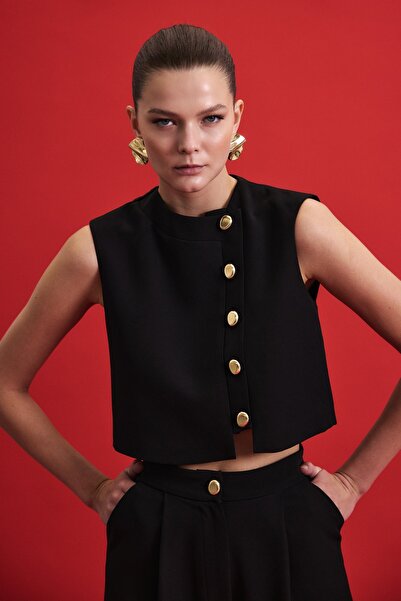 Sateen Lucy Vest - Black