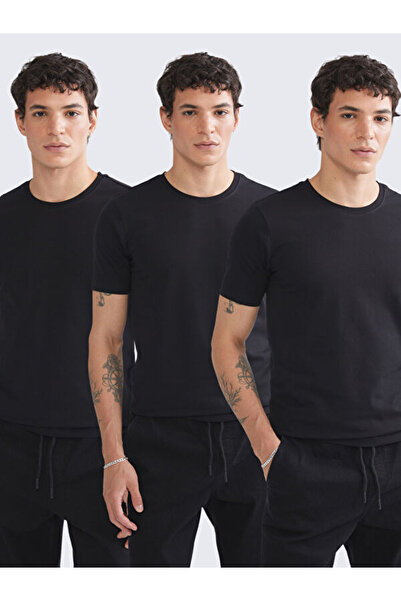 LC Waikiki Quality Pieces from Çelebi Store Oval Collar Combed Cotton Men's T...