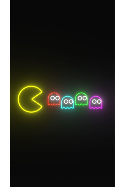 Disa Neon LED Duvar Dekoratif Aydınlatma -Pacman,Gamer, 90x35cm-