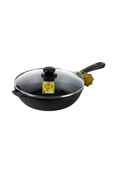 Maysternya Cast iron frying pan, 28 x 6 cm, with glass lid