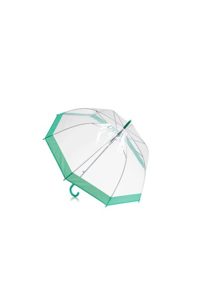 OEM Transparent Umbrella with Green Band for Women