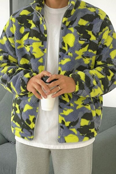 GENIUS STORE Oversize Plush Sweatshirt Patterned Men's Fleece Sweatshirt Men-...