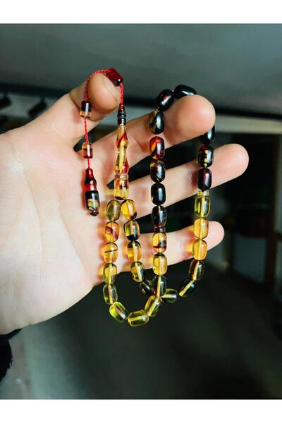 TTS TÜRK TESBİH SANATI سبحة من الزجاج البرتقالي الناري مصنوعة يدويًا بحرفية ع...