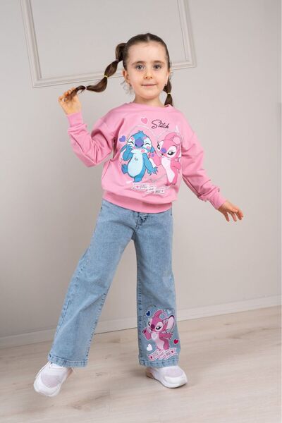 LİLLYPİCCA Set de 2 piese pentru fete Hanorac imprimat Pantaloni de jeans cu ...