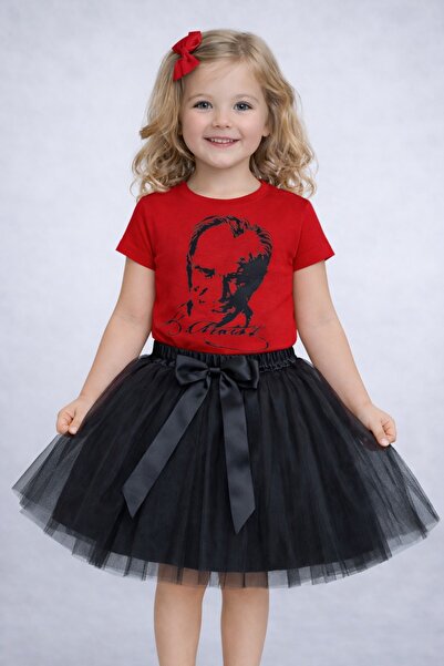 Nacar 23 Nisan 29 Ekim Kız ÇocukAtatürk Baskılı T-shirt Tütü Etek 2'li Takım ...