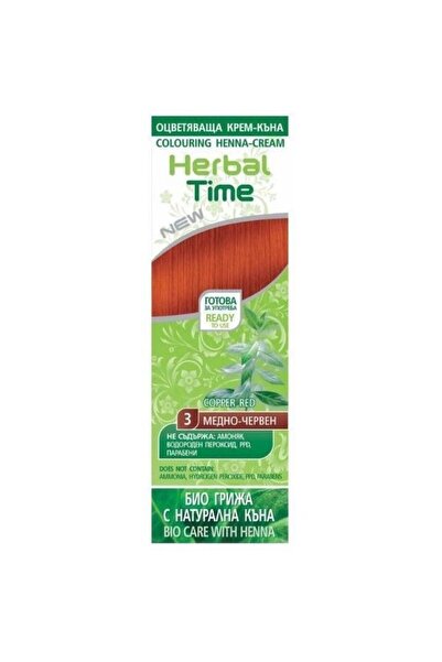 Rosa İmpex Herbal Time Hair Color Cream Based on Henna, Shade 3 Copper Red, 75ml