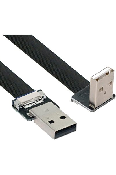 The Bros 0.2M Down Angled USB 2.0 Type-A Male to Type-A Male Data Flat Slim F...