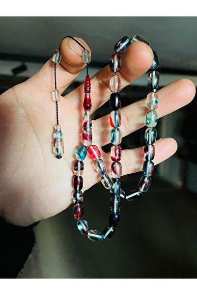 TTS TÜRK TESBİH SANATI سبحة من الزجاج البرتقالي الناري مصنوعة يدويًا بحرفية ع...