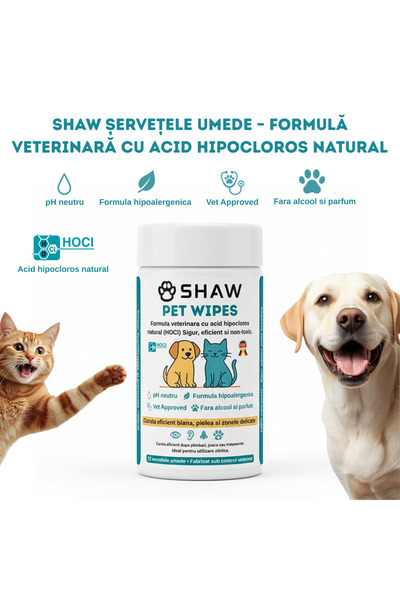 SHAW Pet Wipes for Dogs & Cats - Hypochlorous Acid, Non-Toxic, Hypoallergenic...