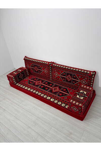 BAKIRÖZÜ HOME Sedir Deseni Şark Köşesi Takımı 70x190 cm 5 Parça Dolu Set - Kı...