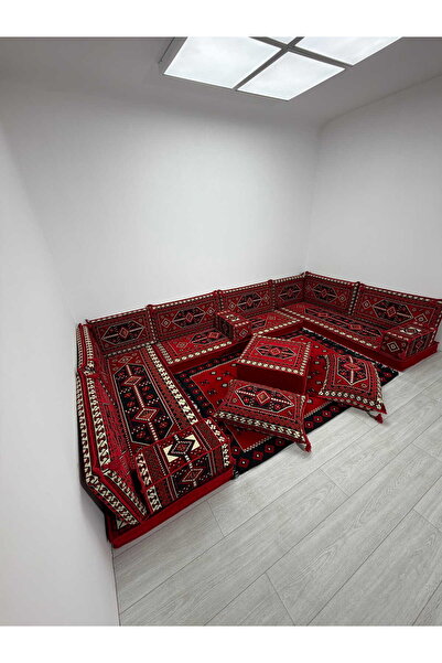 BAKIRÖZÜ HOME Sedir Deseni Şark Köşesi Takımı Yer Minderi Seti Sünger Dahil 1...