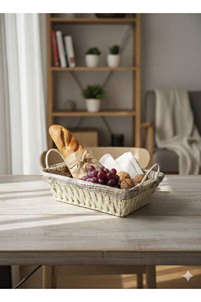 Homerest Hasır Örgülü Çok Amaçlı Banyo ve Mutfak Düzenleyici Sepet, Şık İç As...