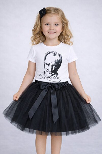 Nacar 23 Nisan 29 Ekim Kız ÇocukAtatürk Baskılı T-shirt Tütü Etek 2'li Takım ...