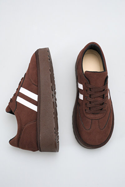 DELSOLERA Thick Sole Lace-Up Suede Striped Orthopedic Daily Unisex Comfortabl...