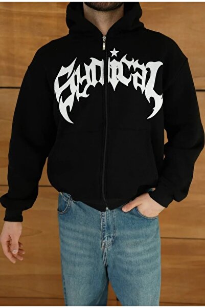 CAMİNHO DA LUA Zippered Black Plain Sweet Cardigan