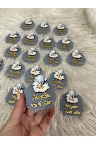 SHOOP 7 cm şeffaf boyalı objeli kişiye özel hazırlanmış magnet 20 adet