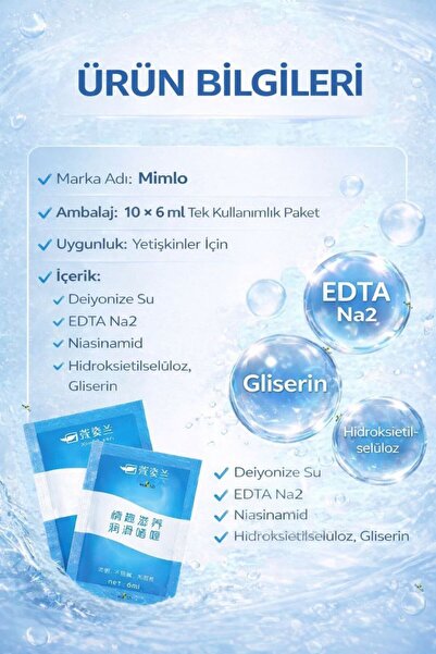 Mimlo Su Bazlı Kayganlaştırıcı Jel 10 Adet | Gizli Paket | Renksiz Kokusuz | 6 ml
