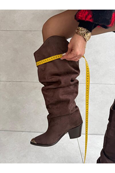 Elvinin Tarzı Lora Acı Kahve Süet XXL Kesimli Metal Aksesuar Detaylı Körüklü ...