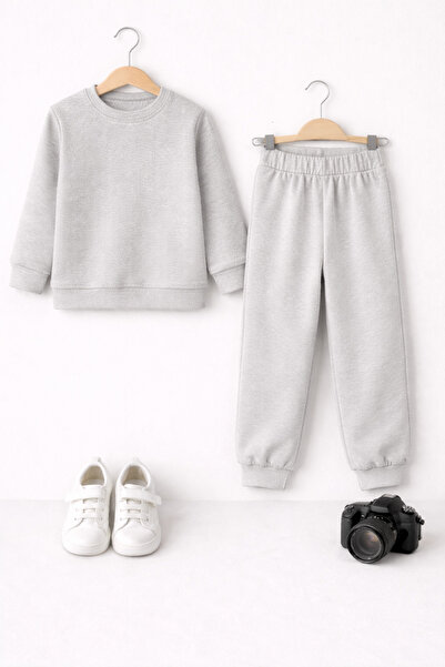 Yumozo Kız/Erkek Çocuk Kaşkorse pamuklu Eşofman Takımı – Bisiklet Yaka, Rahat...