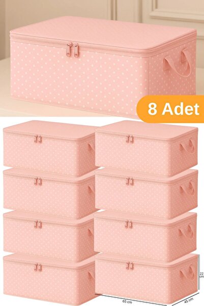 ROYALHOUSE 8 Adet - Pembe Benekli Büyük Boy Baza Altı Ve Çekyat Tipi Hurç 65 ...