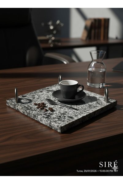 SIRÉ Studio Marble Presentation Tray 25X25 Cm- Siré Black Stone Collection
