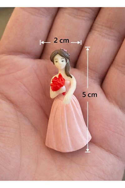 serce Çiçek Tutan Gelin Teraryum & Sukulent& Diorama& Minyatür Sahne Dekoru