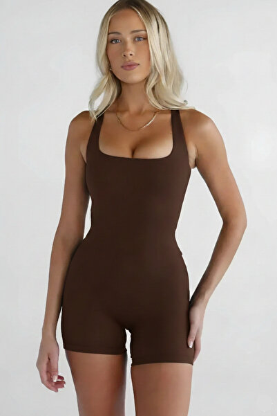 Thestiluxe Strappy Back Low-Cut Wide Neckline Yoga Sports Jumpsuit