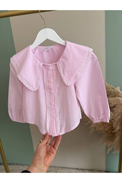 Miniminnakkidswear Kız çocuk uzun kol pembe gömlek