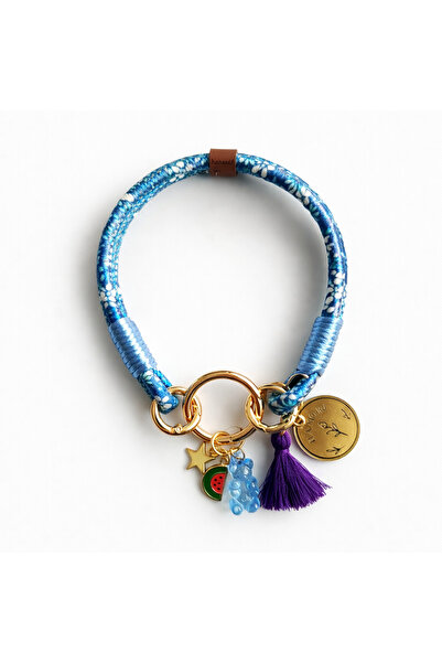Hanori Accessory حبل طوق للكلاب باللون الأزرق مع زهور