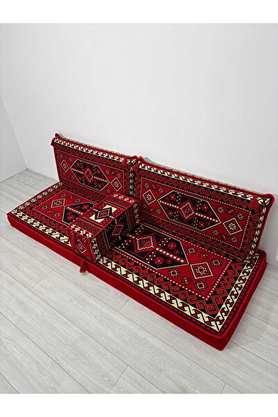 BAKIRÖZÜ HOME Sedir Deseni Şark Köşesi Takımı 70x190 cm 4 Parça Dolu Set - Kı...