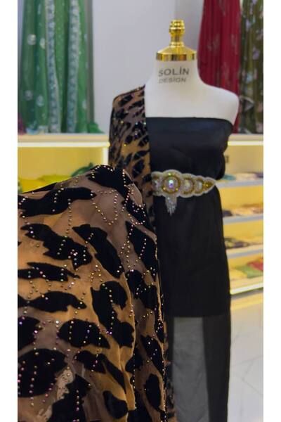 SOLİN YÖRESEL Düğünlük Kaftan Abiye Yöresel Taş İşlemeli Kumaş (En: 110 cm – ...