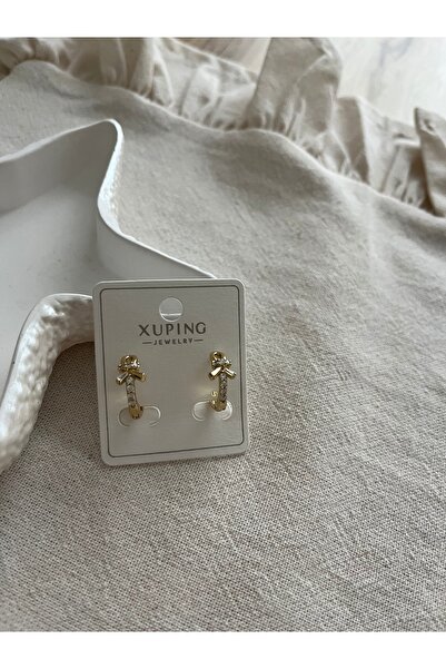 XUPING JEWELRY Xuping 14K Fiyonk Detay Çelik Küpe