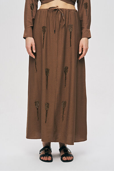 Orfeo Negro تنورة طويلة نسائية مطرزة يدويًا بالخرز