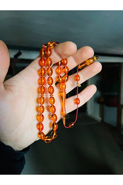 TTS TÜRK TESBİH SANATI سبحة يدوية الصنع من الزجاج البرتقالي الناري