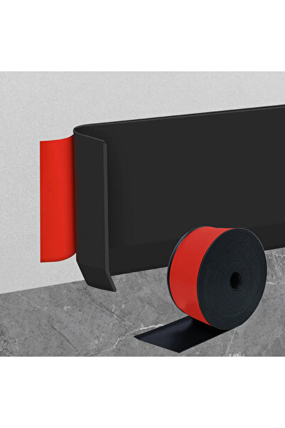 Outus Self-adhesive skirting board, PVC, flexible, 10cm x 3m, Black