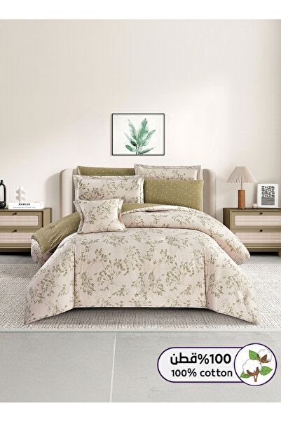 Melen طقم مفرش سرير صيفي مقاس كوين قطن 100% - 8 قطع - يناسب سرير بمقاس 200x16...