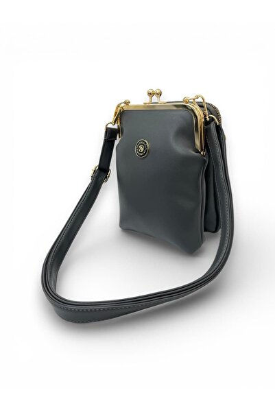 diclepolat Women's Adjustable Crossbody Bag with Gold Accessories, Gray Matte...