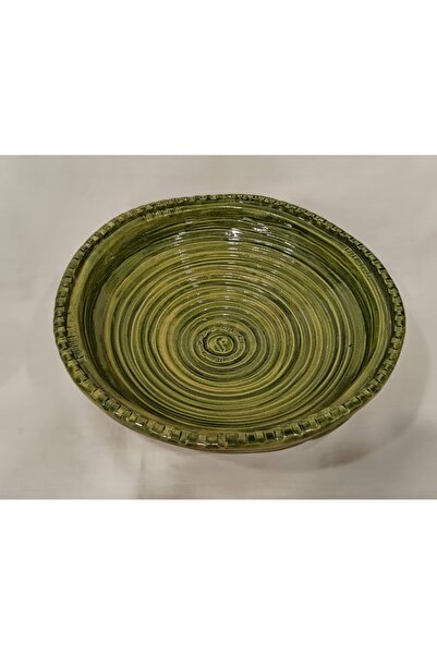 Macik Art Studio DEKORATİF YEŞİL BÜYÜK SERAMİK ,ORTA MASA &SUNUM TABAĞI