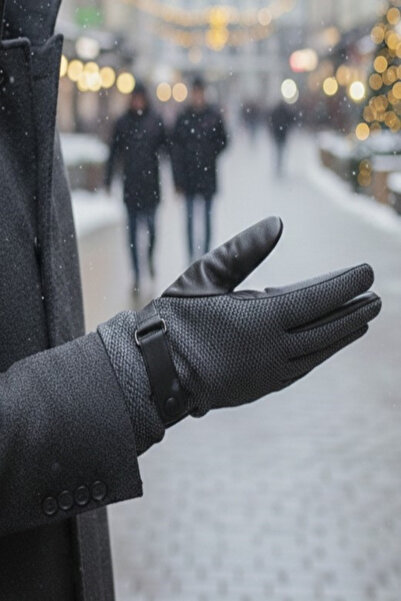 Mollycrush قفازات رجالية أنيقة تعمل باللمس - مظهر من الجلد والكشمير الفاخر بل...